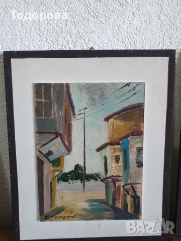 Два броя стари маслени картини- стария Созопол., снимка 2 - Картини - 38337424