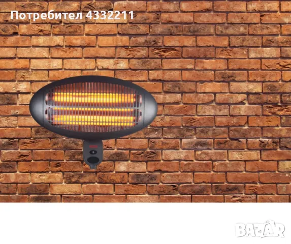 Кварцова печка, 2000W, инфрачервена, стенна, снимка 1