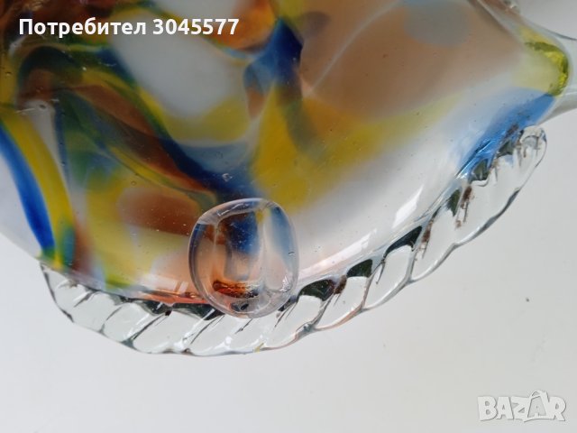 Пепелник Рибка от цветно стъкло 20,5*12,5 см, античен, снимка 3 - Колекции - 44240153
