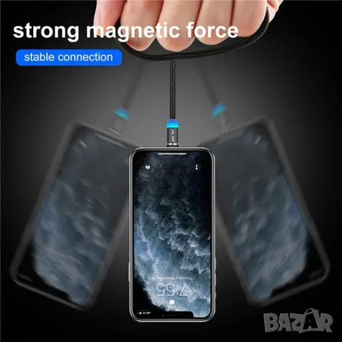 Универсален магнитен кабел Uslion 3 в 1 за зареждане на телефони - micro USB, снимка 6 - Оригинални зарядни - 48734263