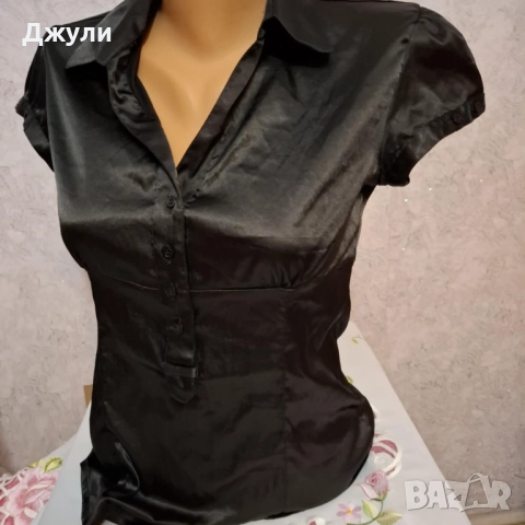 ZARA Дамска черна Риза, снимка 3 - Ризи - 52416709