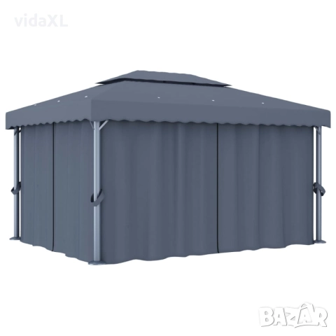 vidaXL Шатра със завеси, 4x3 м, антрацит, алуминий(SKU:3053376), снимка 1