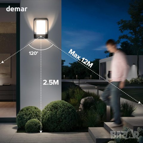 LUTEC Външна LED стенна лампа със сензор за движение, 1050LM 15.8W, снимка 4 - Лед осветление - 42918560