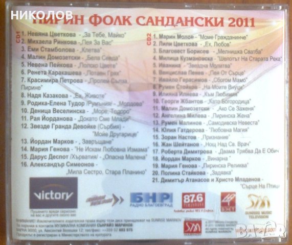ДВОЕН ДИСК ПИРИН ФОЛК САНДАНСКИ 2011, снимка 4 - CD дискове - 42151759