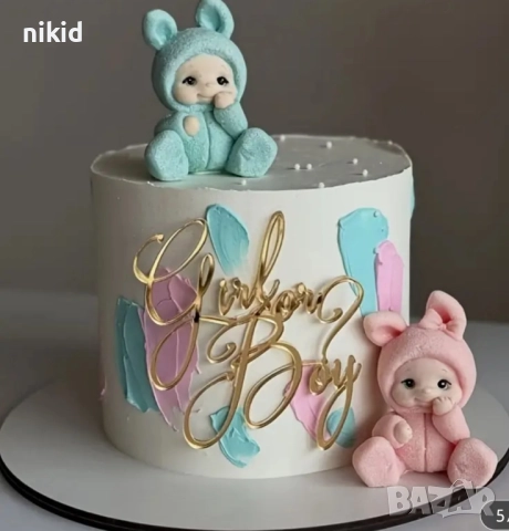 4 вида Boy Or Girl gender момче или момиче парти за пол на бебе бебето бебешко парти топер торта, снимка 5 - Други - 52407221