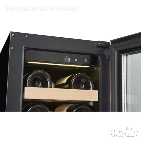 Витрина за вино 50 L – еднозонова, черна, с LED осветление, снимка 3 - Хладилни витрини и фризери - 52747297