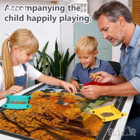 Сгъваема подложка за пъзели до 1000 части с 8 тави за сортиране 1 прозрачен капак, черна, снимка 5 - Пъзели - 53961437