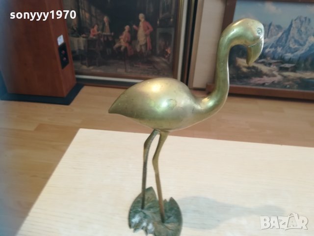 голямо фламинго-мед/месинг/бронз-33х20х16см, снимка 5 - Колекции - 30243701