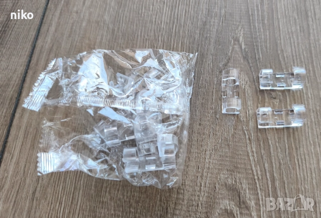 щипки за кабели 20 бр., самозалепващи се, прозрачни