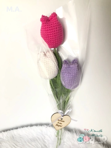 Ръчно изработени цветя за 8-ми Март, снимка 4 - Декорация за дома - 53275135