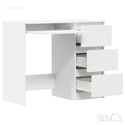vidaXL Бюро, бяло, 90x45x76 см, инженерно дърво, снимка 5 - Бюра - 56147772