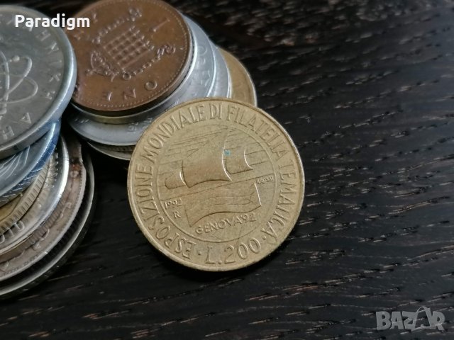 Монета - Италия - 200 лири (юбилейна) | 1992г., снимка 1 - Нумизматика и бонистика - 30449189