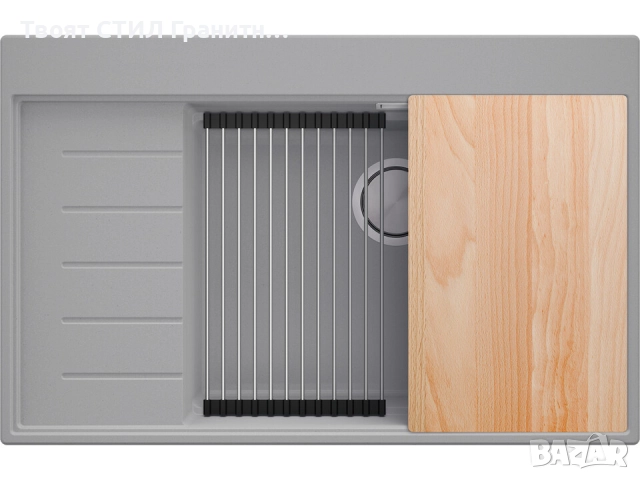 Сива гранитна кухненска мивка Сидни 780-60 Ergo Multilevel 780х500, снимка 10 - Мивки - 51918240