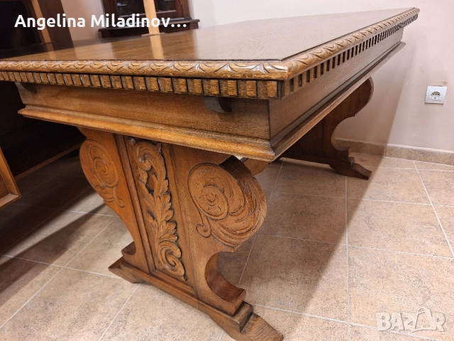 УНИКАТ! Маса за трапезария с богата дърворезба , снимка 8 - Маси - 52132877