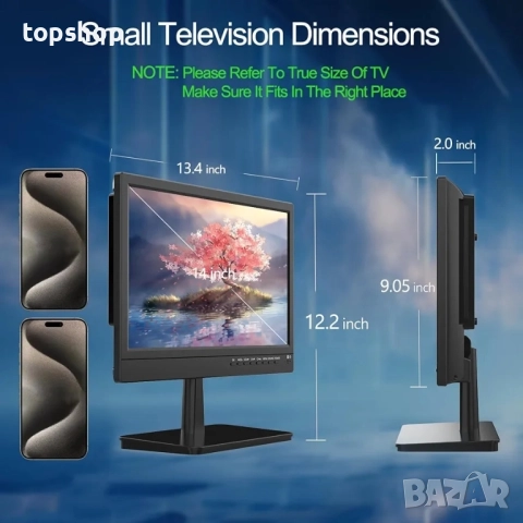 Портативен телевизор 14” DVBT-2 с USB и VGA за бус, кола камион, кемпер  ..., снимка 2 - Телевизори - 51637899