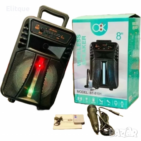 Преносима Bluetooth 8″ тонколона с микрофон и дистанционно управление