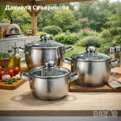 Комплект тенджери Swissgold EMMIE (SG-18099) – 3 броя с 5-слойно капсуловано дъно