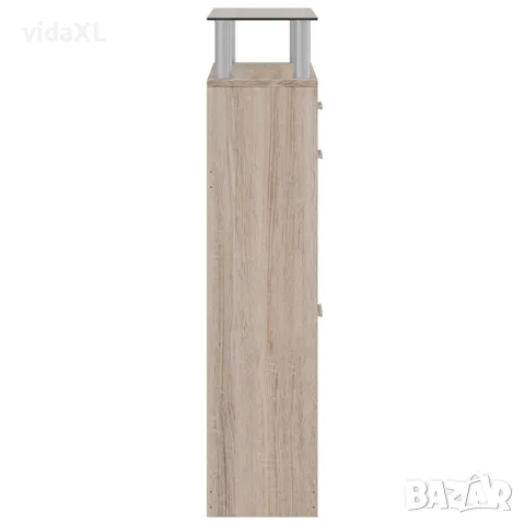 vidaXL Шкаф за обувки с чекмедже, горен стъклен плот, дърво, дъб, снимка 5 - Шкафове - 56146353