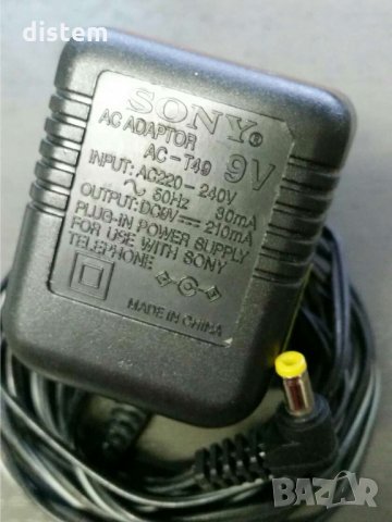 Адаптера е предназначен за радиотелефони. Оригинал Sony АС-Т49 AC адаптер 9V -210mА