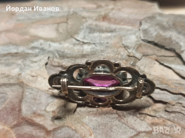 Сребърна антикварна брошка-СССР, снимка 2 - Бижутерийни комплекти - 52300053