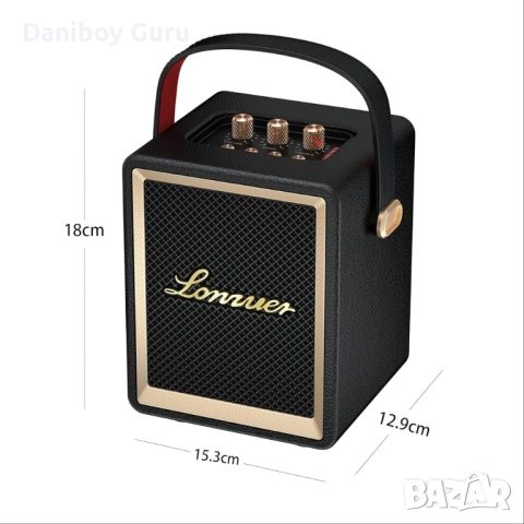 Lonzuer Action Retro дървен преносим Bluetooth високоговорител, подобрен бас, Bluetooth 5.3, 60W, снимка 2 - Bluetooth тонколони - 51642642