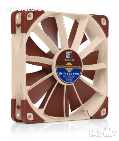 Вентилатор за компютър 120x120x25mm Noctua NF-F12-5V-PWM SSO2 Bearing 4-pin PWM USB 1500RPM 5V, снимка 3 - Други - 40479375