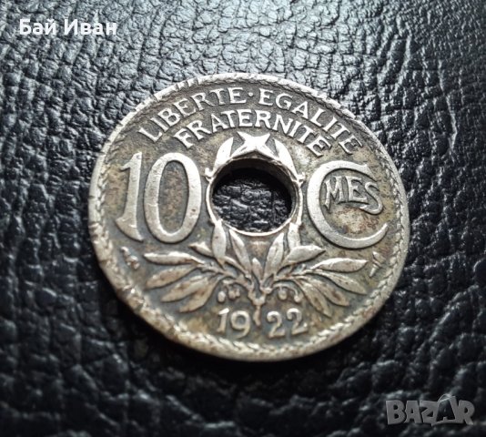 Стара монета 10 сантима 1922 г. Франция - топ !, снимка 3 - Нумизматика и бонистика - 42197844