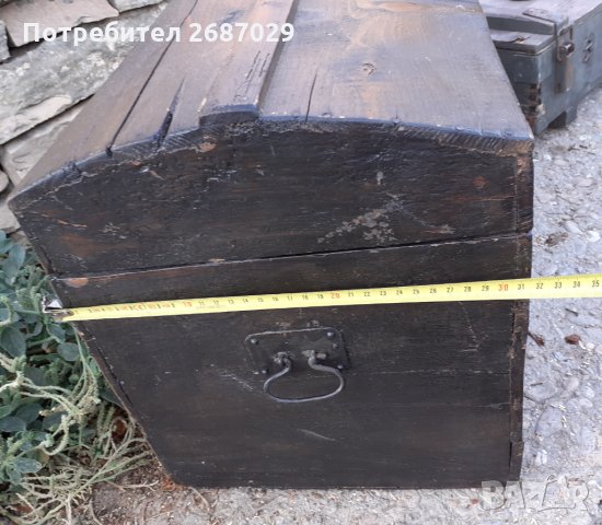 стара дървена ракла с дръжки отстрани, сандък, снимка 7 - Други - 34261033