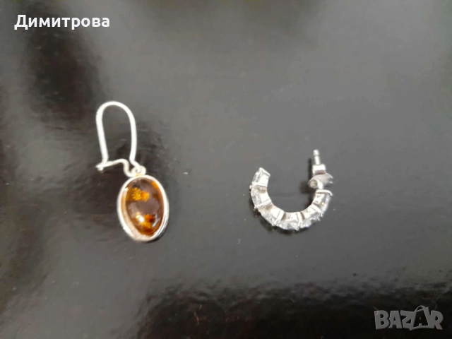 Единични обеци сребро, снимка 4 - Обеци - 52347791