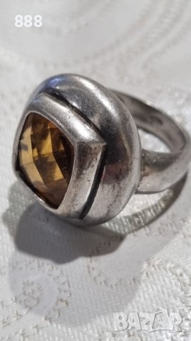 Сребърен пръстен 925 проба с цитрин , снимка 2 - Пръстени - 44199860