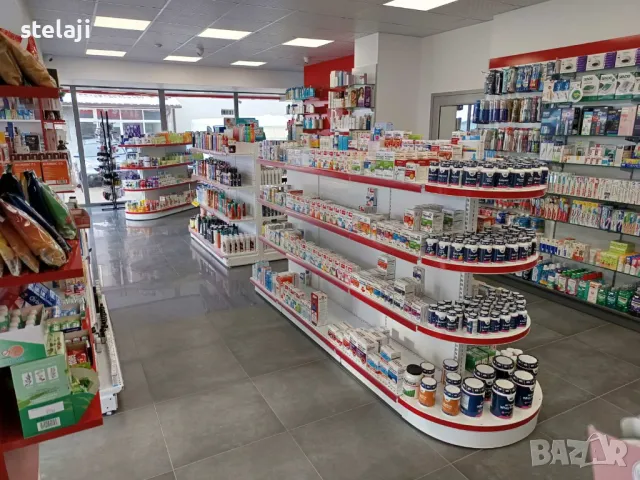 Островен стелаж за аптека, книжарница, зоомагазин, детски магазин и др, снимка 8 - Стелажи и щандове - 49448205