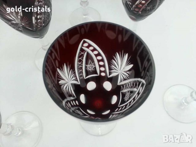 Кристални чаши за вино червен кристал, снимка 8 - Антикварни и старинни предмети - 31060388