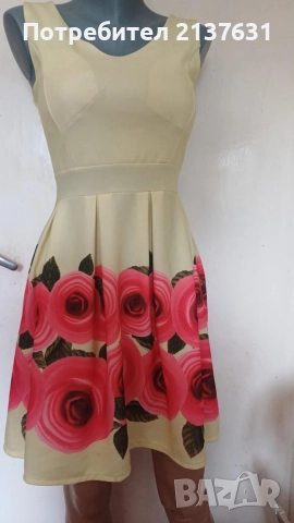 ДАМСКА РОКЛЯ с РОЗИ - Размер XS, снимка 2 - Рокли - 51792671