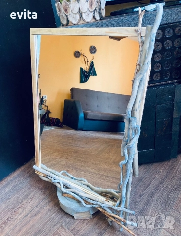 Артистично огледало с клонки – ръчна изработка, снимка 9 - Огледала - 35865961