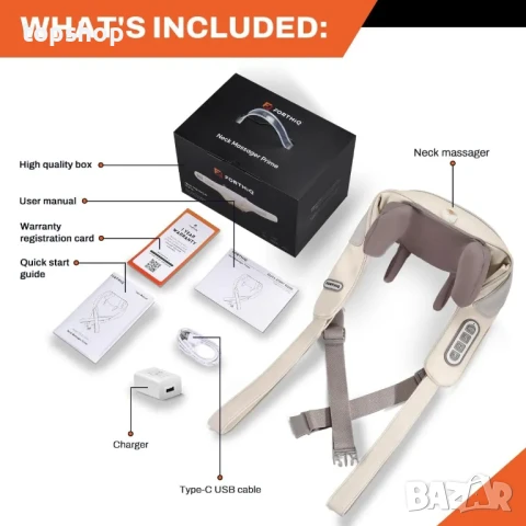 НОВ масажор за врат FORTHiQ - облекчаване на болката в дълбоките тъкани, регулируема топлина..., снимка 4 - Масажори - 50552253