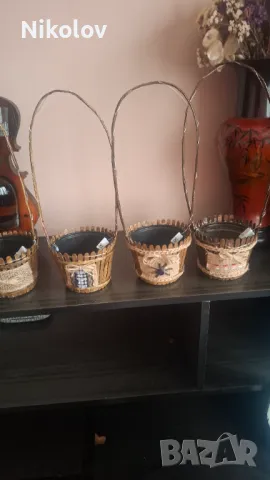 Ръчно изработени кошнички за цветя, снимка 4 - Декорация за дома - 48296816