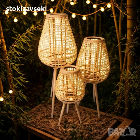 Дървен фенер на стойка, 3 размера, снимка 1