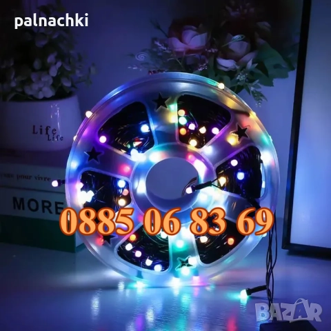 Коледни лампички 50 метра на макара, жълта светлина, водоустойчиви, снимка 3 - Други - 52347810