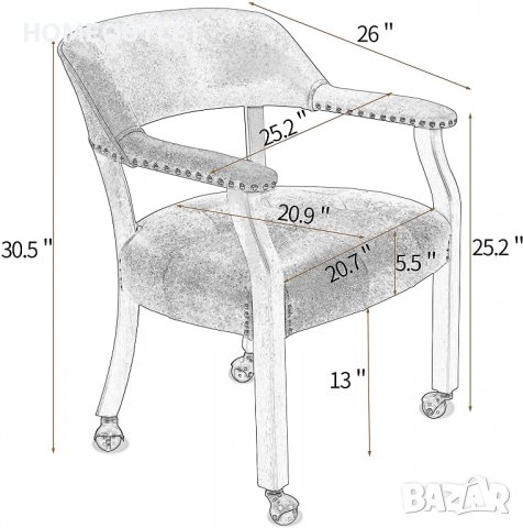 Висококачествен винтидж стол тип кресло SY-1533-DK, снимка 4 - Столове - 36808237