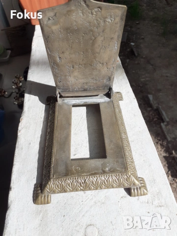 Стар антикварен бележник за бюро масивен бронз, снимка 3 - Антикварни и старинни предмети - 54282426