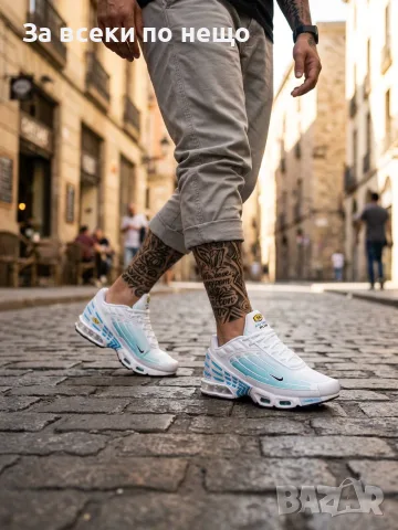 Nike Air Max TN 3 Plus Мъжки Маратонки👟Мъжки Спортни Обувки Бяло и Тюркоаз Код S483
