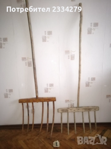 Стари дървени вили за прехвърляне на сено, слама, трева. , снимка 3 - Антикварни и старинни предмети - 52331113