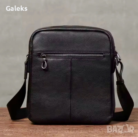 Мъжка модерна бутикова чанта с голям капацитет /Черна естествена кожа!, снимка 6 - Чанти - 53259402