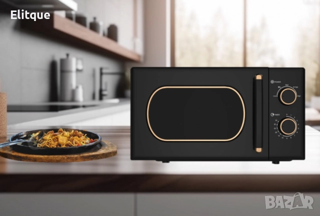 Микровълнова фурна, 700W, 20л., 5 степени на мощност, Таймер до 35мин., Размразяване, Черен, снимка 2 - Друга електроника - 52839145