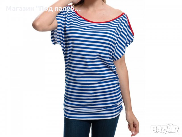 РАЗПРОДАЖБА!!! Нова дамска ефектна моряшка блуза-туника на райе, снимка 7 - Тениски - 30313636