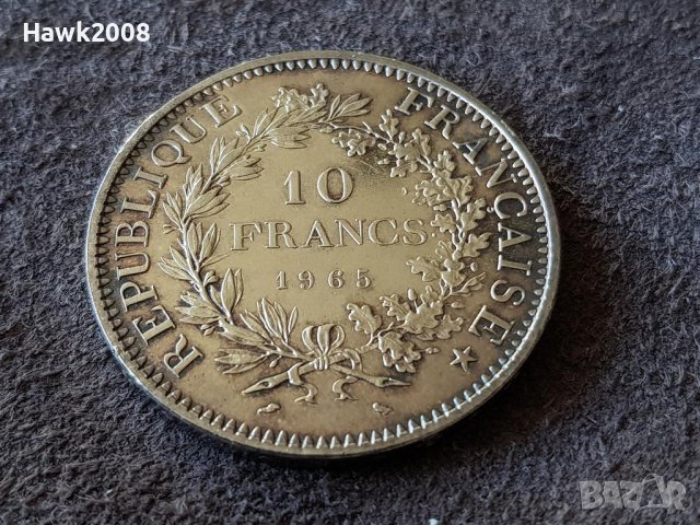 10 франка 1965 Франция СРЕБРО сребърна монета в качество 2