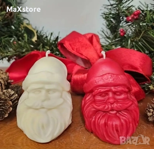 3D Дядо Коледа глава Силиконов молд форма за свещи гипс сапун смола, снимка 2 - Форми - 52005383