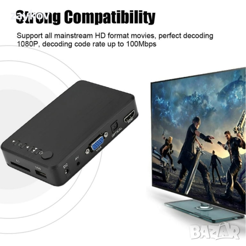 HDMI 1080P HD аудио и видео мултимедиен плейър с IR дистанционно управление, снимка 1 - Друга електроника - 44697561
