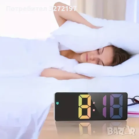 USB LED цифров часовник с голям цветен дисплей,регулируема яркост, гласов контрол,температура,аларма, снимка 4 - Други - 48651310