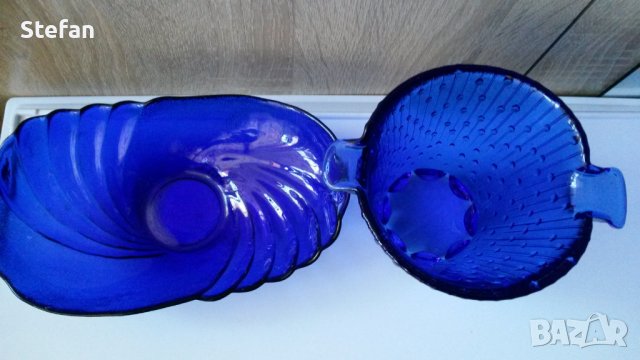 Купа и сосиера от син кобалт, снимка 2 - Сервизи - 40009937